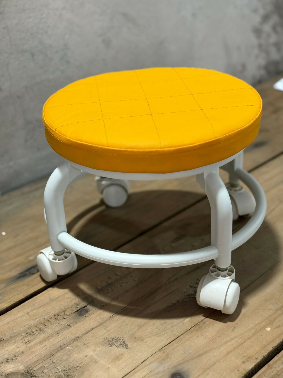 Adjustable Round Stool with Wheels | 360° Rotating Multipurpose Stool for Kids and Adults | Height Adjustable, Comfortable Cushion Seat | Ideal for Study, Kitchen, Salon, Office, Home
