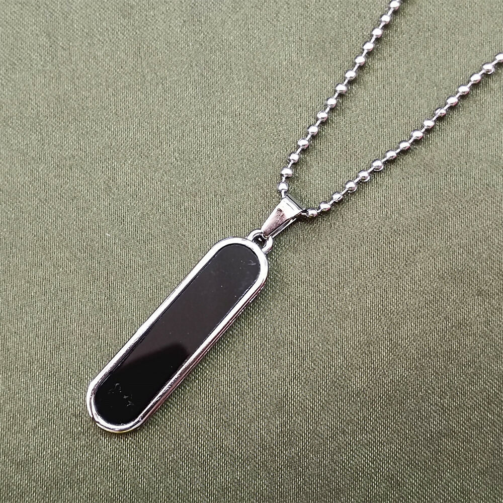 Black Enamel Chain Pendant For Men