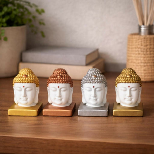 Set of 4 Buddha Head Showpiece for Home Decor