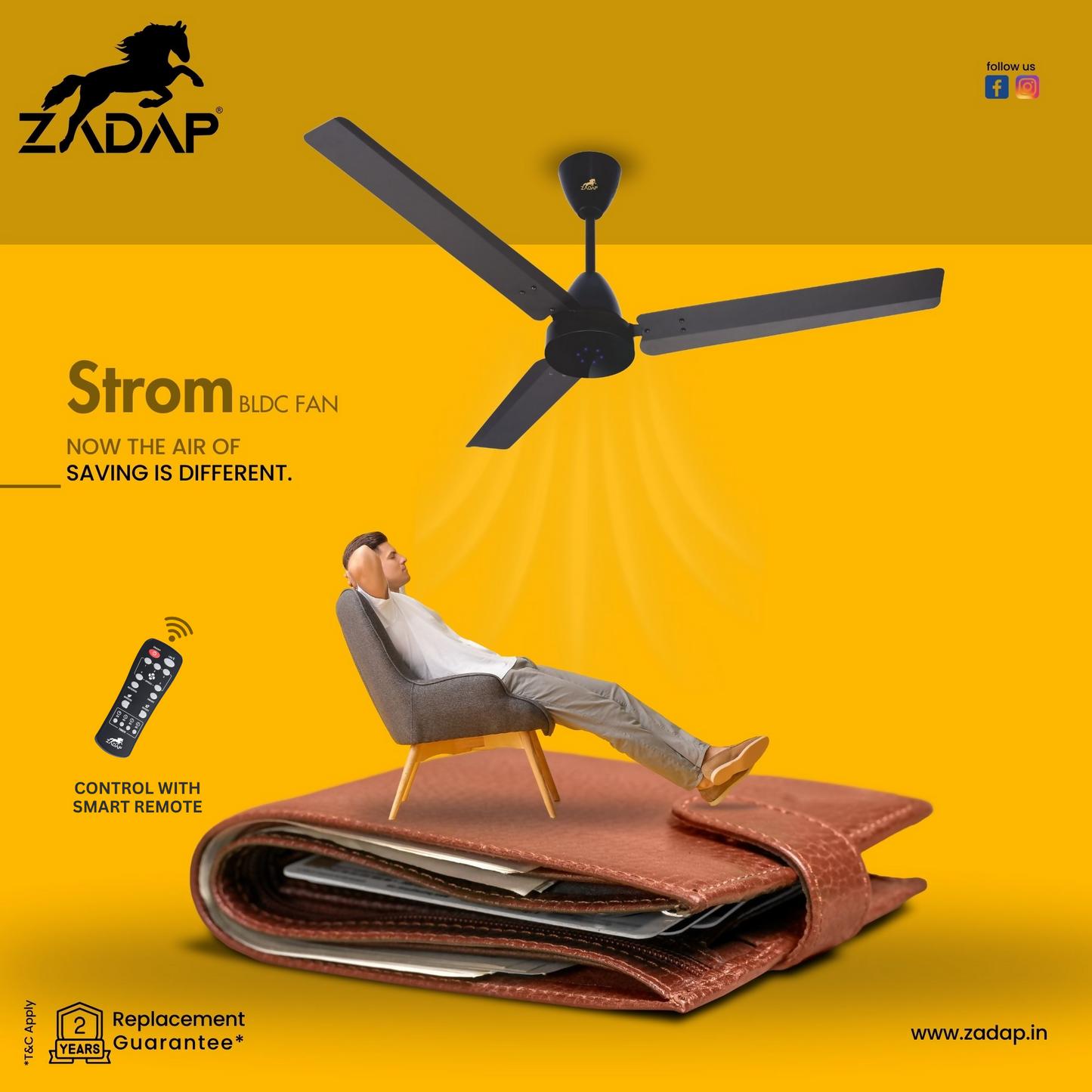 Zadap STROM High Speed BLDC Fan with Remote