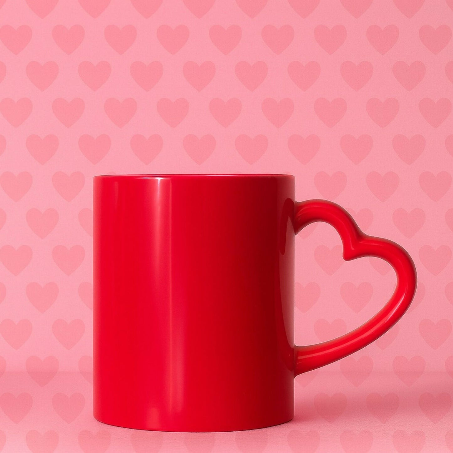 Red Heart Handle Ceramic Coffee Mug | Romantic Gift Mug for Couples & Friends