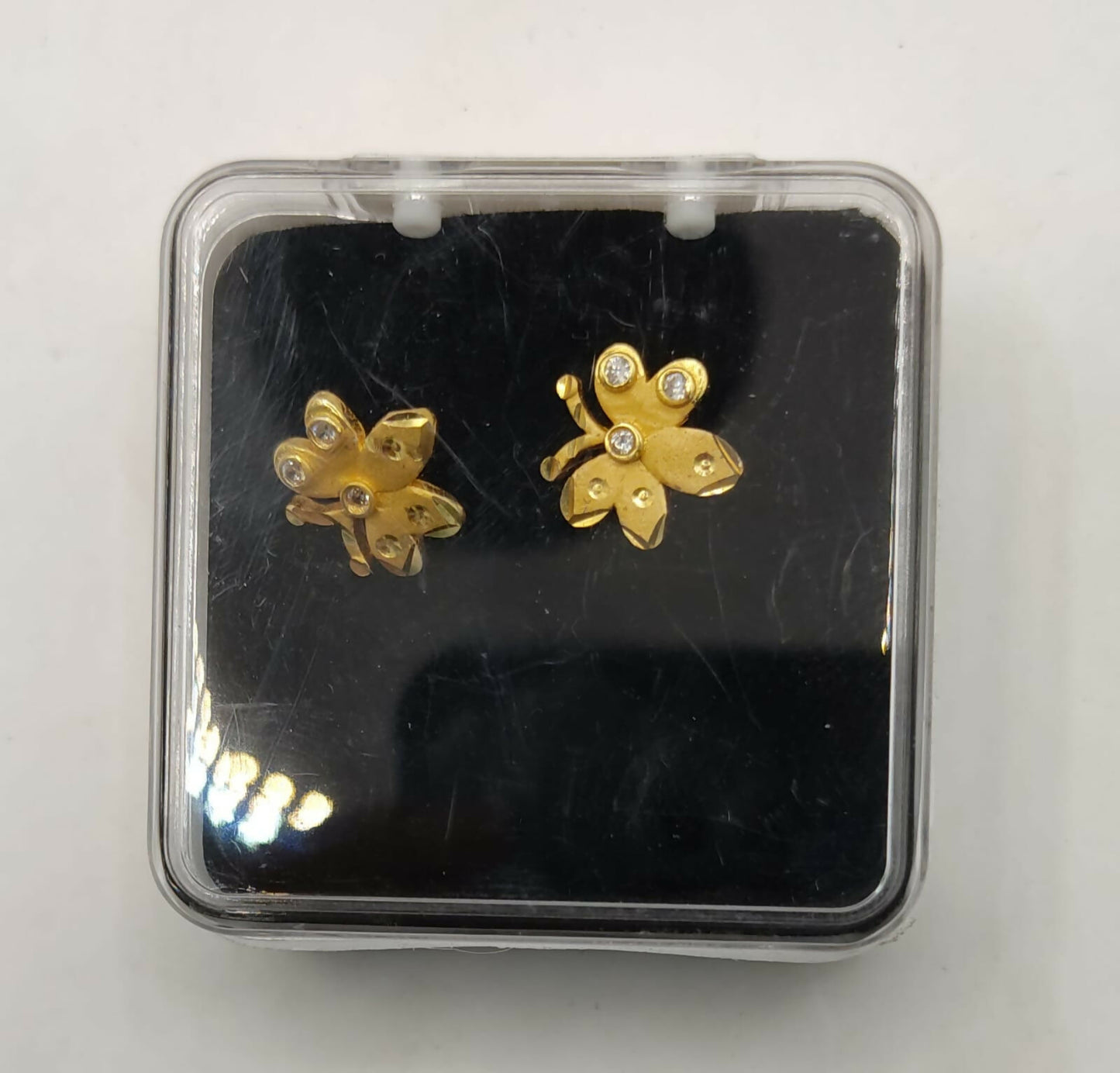 Gold Plated Floral Stud Earrings with AD for women and girls