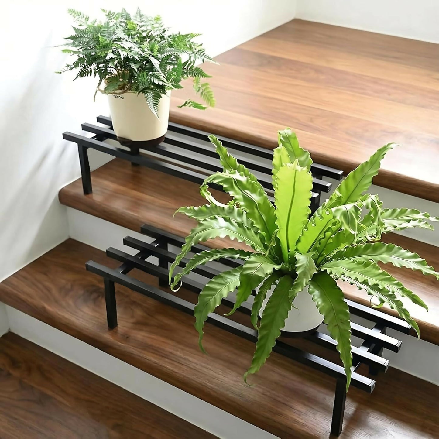 Heavy Duty Metal Rectangular Plant Stand, Flower Pot Rack for Balcony, Garden & Indoor Display