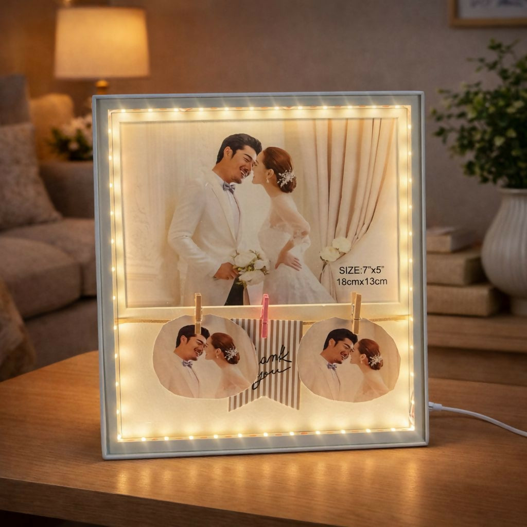 LED Photo Frame 7x5 Collage with Clips Decorative Light Frame