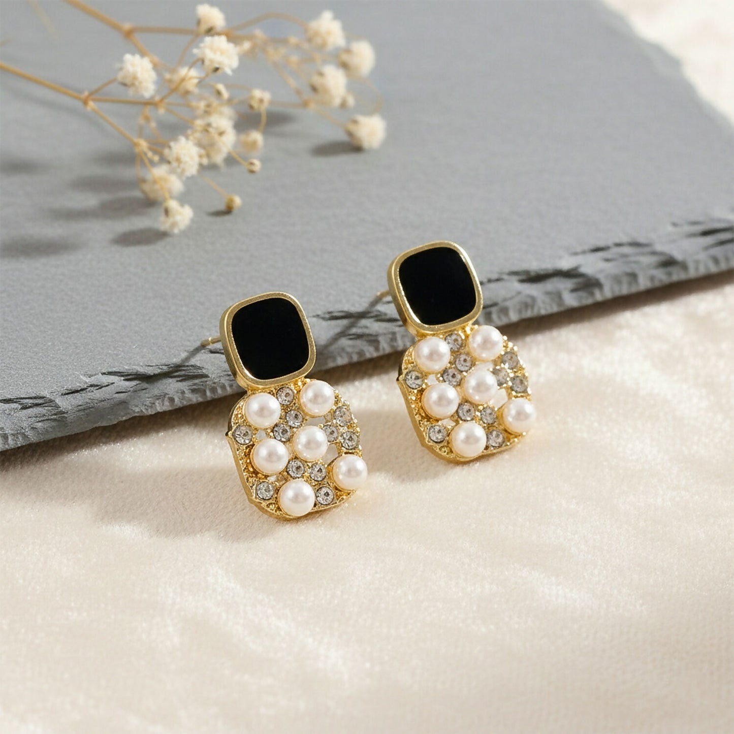 Korean Style Bow Pearl Drop Earrings for Women & Girls