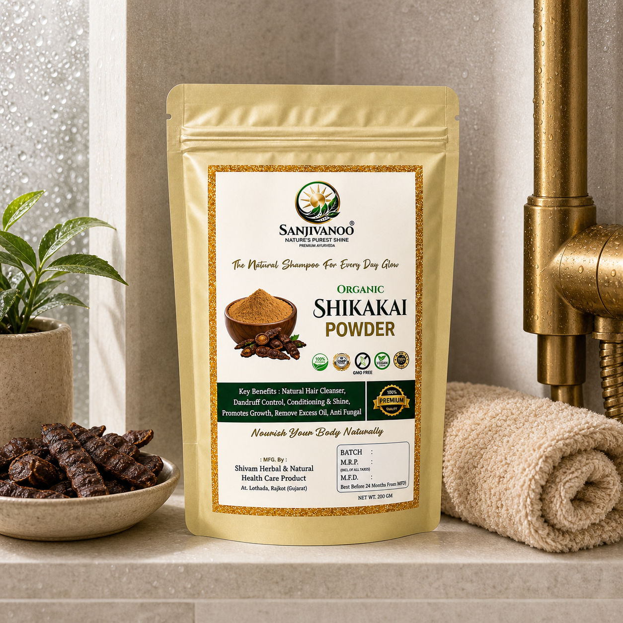Sanjivanoo Shikakai Powder Natural Herbal Hair Cleanser Shampoo (200 GM)