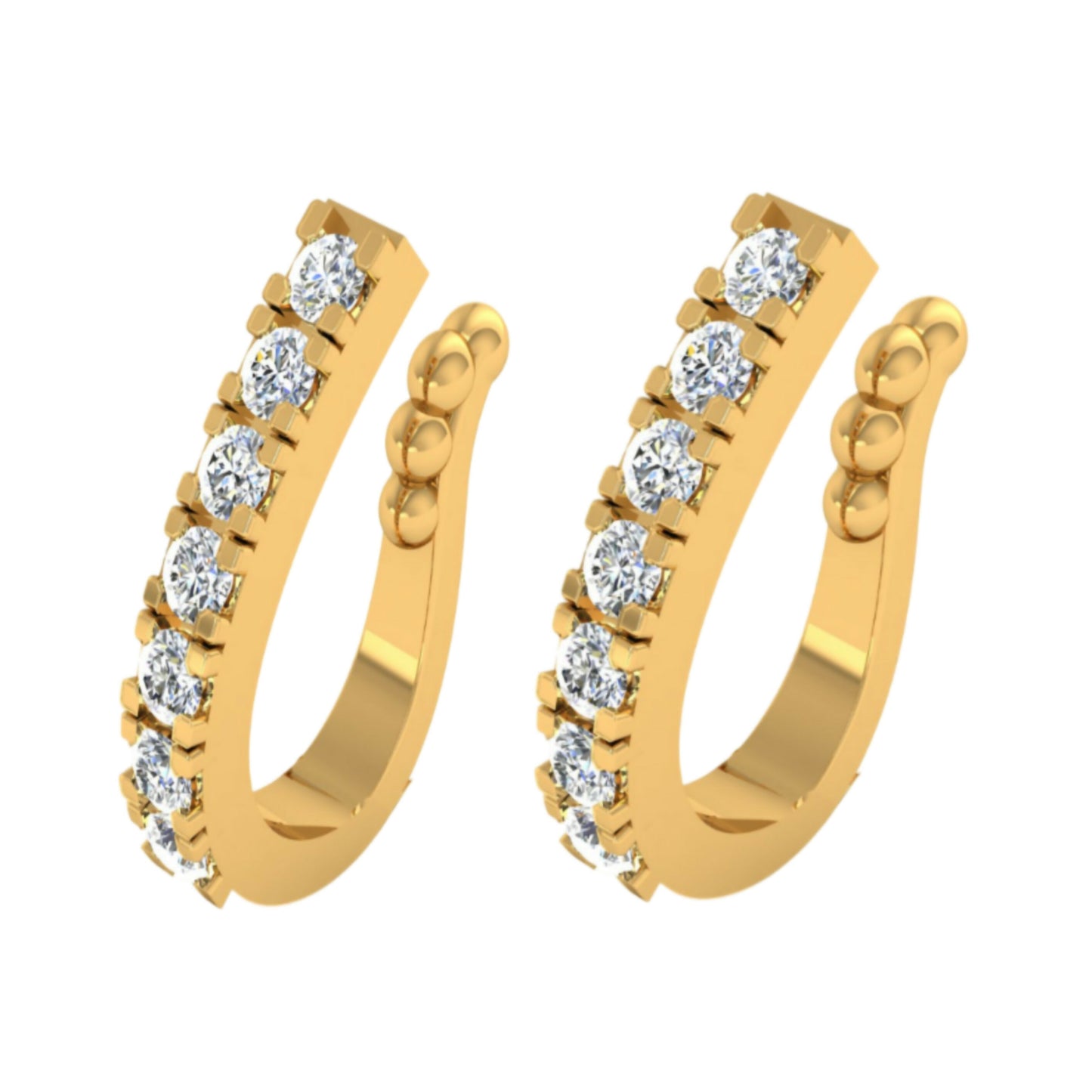 Gold-Plated CZ Lined Nose Ring Pair | Stylish Daily Wear Nosepins