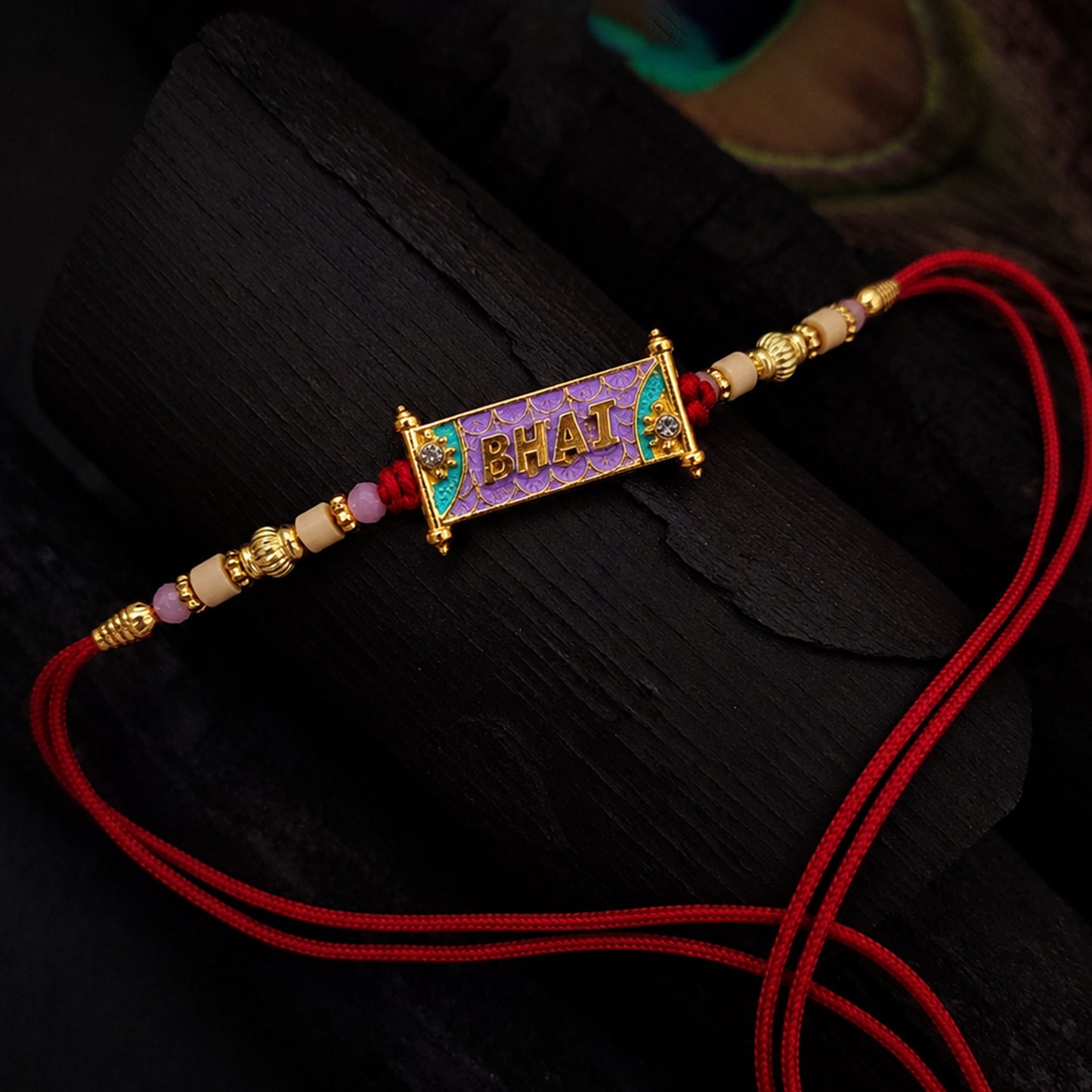 Designer Bhai Rakhi with colorful beads and soft thread
