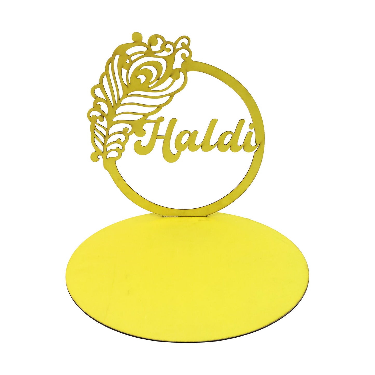 Haldi Ceremony Tabletop Sign with Peacock Motif | Elegant Wedding Decor Accent
