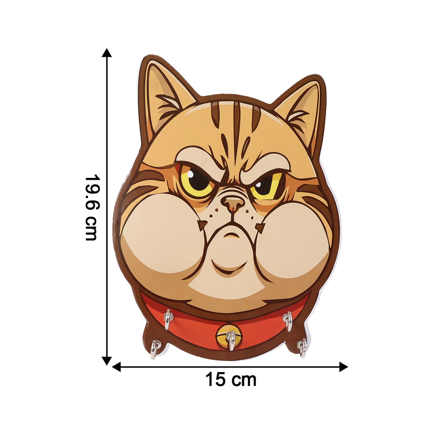Cute Cartoon Cat Wooden Key Holder Wall Mounted Decorative Key Rack for Home Entrance