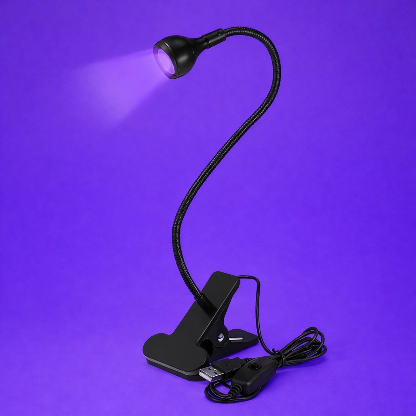 Black Clip-On UV LED Lamp with Flexible Neck