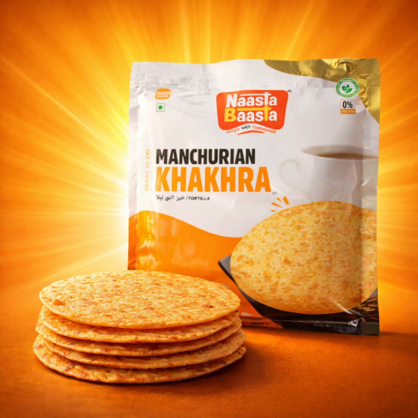 Naasta Baasta Manchurian Khakhra Healthy & Delicious Ready to Eat Crispy Fusion Snack(200gm)