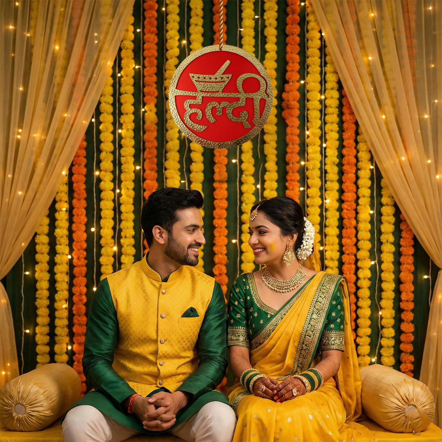 Haldi Ceremony Wall Hanging Bright Festive Decor for Wedding Functions