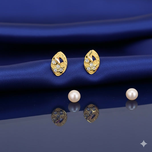 Gold-Plated AD Floral Stud Earrings for women and girls