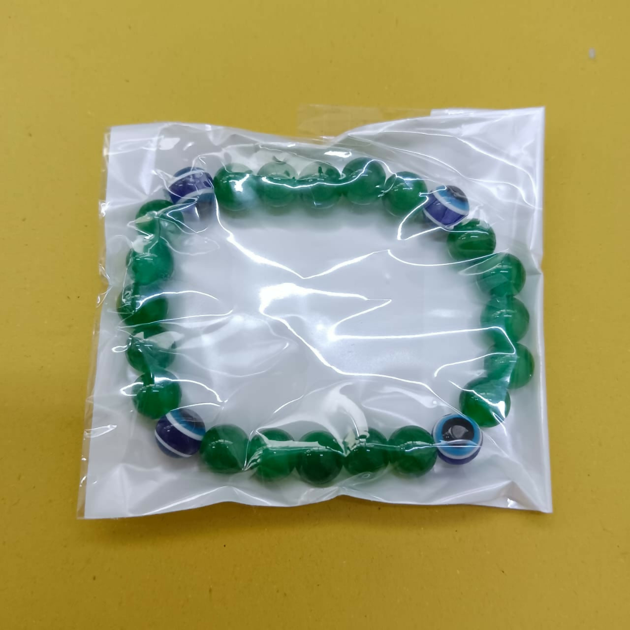 Green Evil Eye Glass Beads Bracelet
