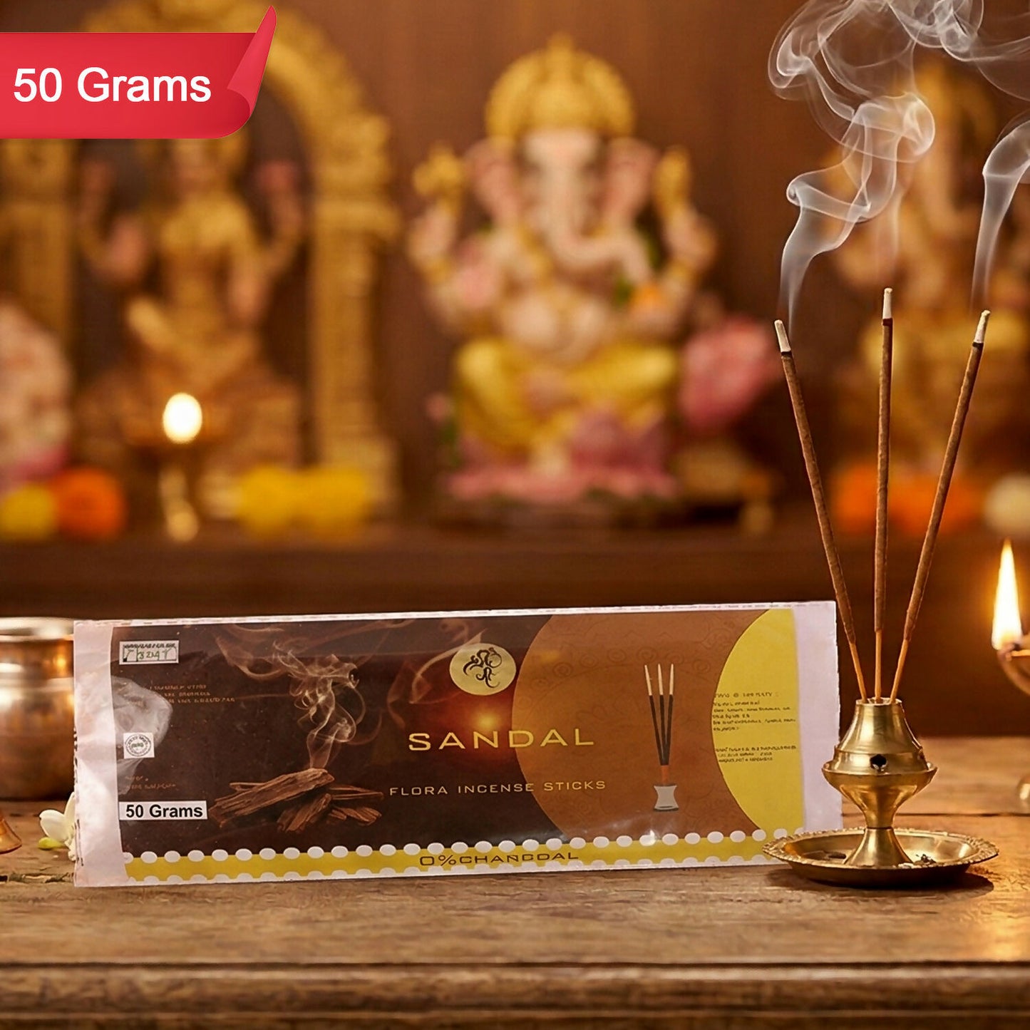 Sandal Flora Incense Sticks Creamy Sandalwood Aroma for Meditation & Rituals