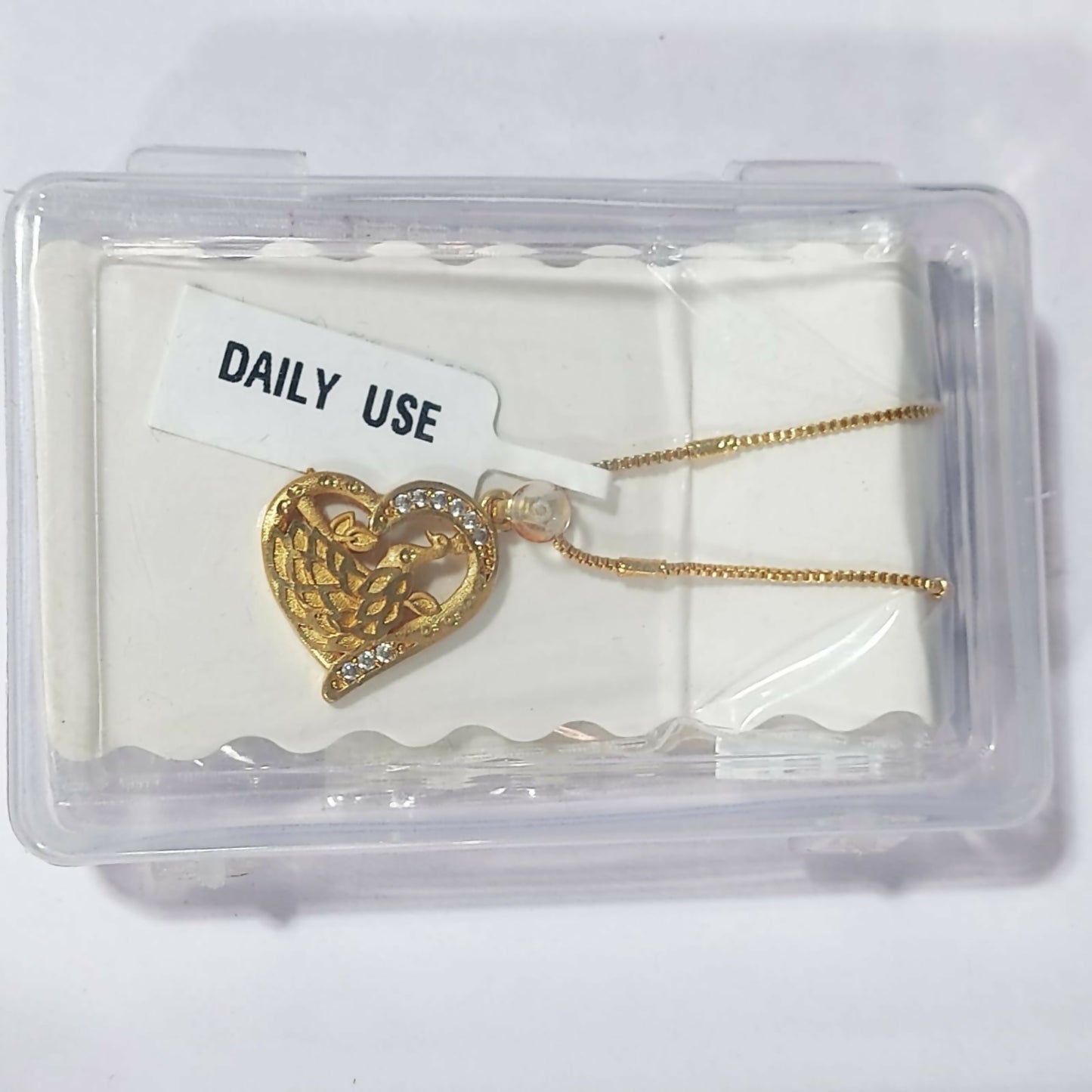 Gold-Plated Heart & Peacock Pendant Necklace For women and girls