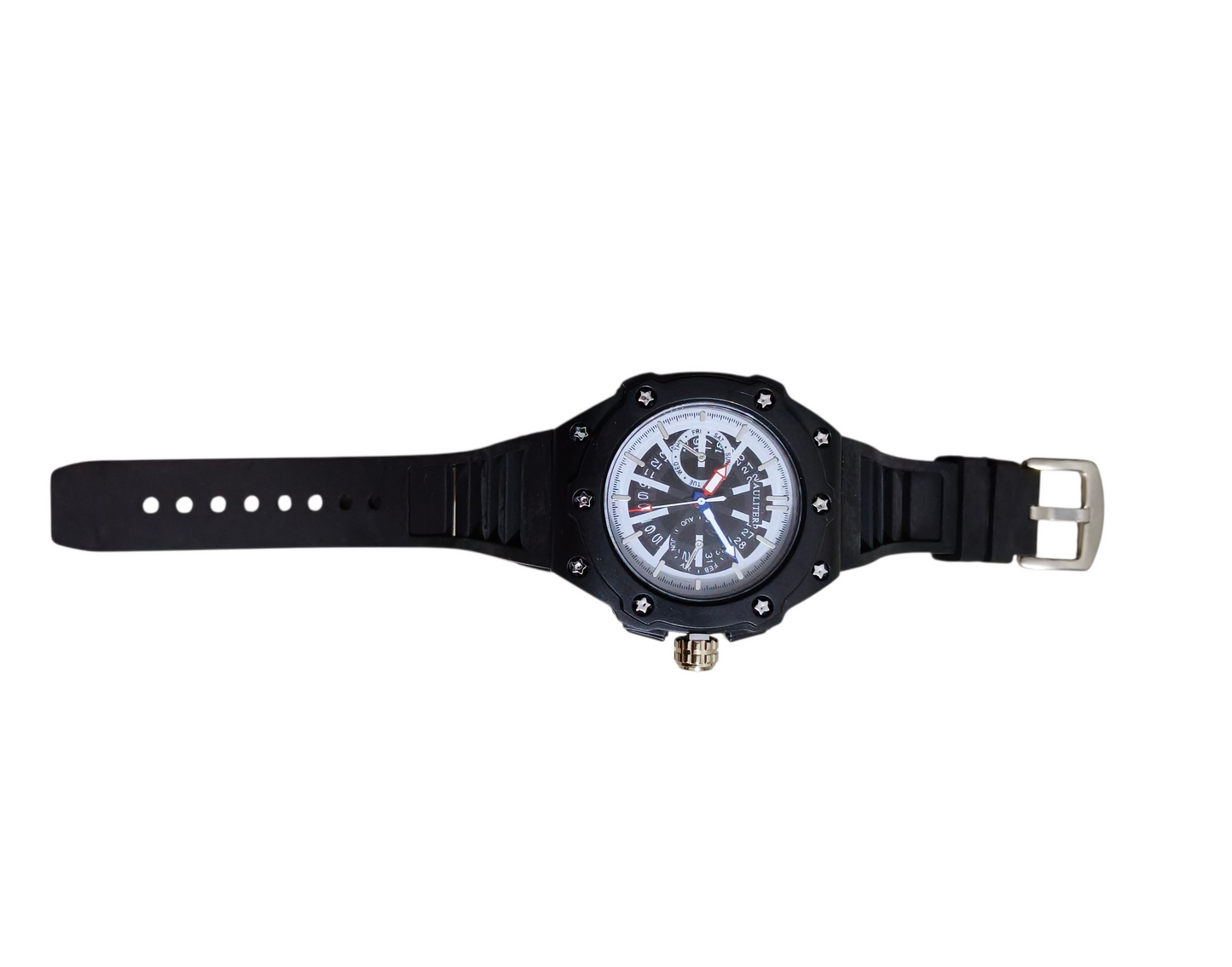 Men’s Premium Black Dial Analog Wrist Watch with Silicone Strap