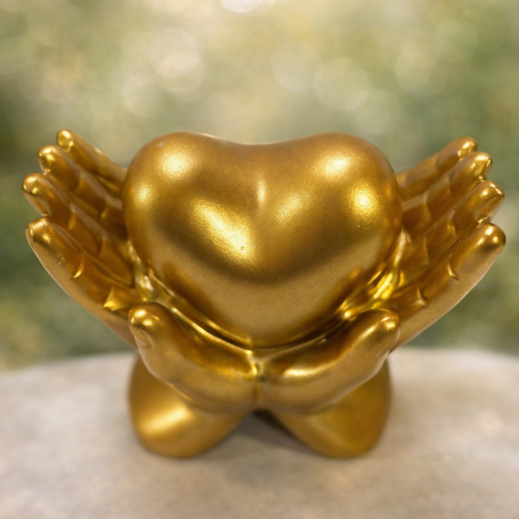 Heart Sculpture Showpiece with Hand Holder | Decorative Gift for Home & Office