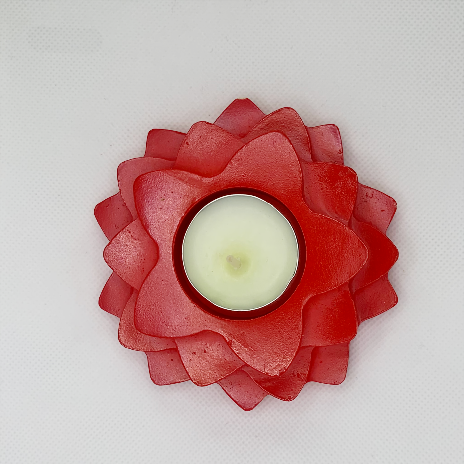 Flower 4-Layer Diya red tealight candle Elegant Home Decor Handmade