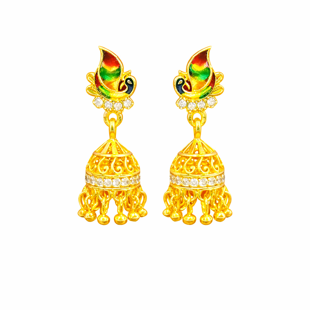 Traditional Indian Peacock Design Earrings