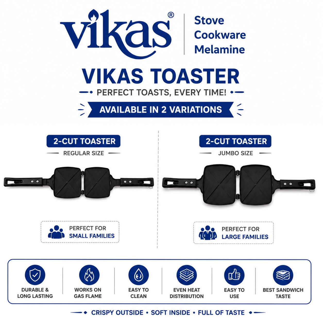 Making a sealed pocket sandwich in a Vikas 2-cut stove top toaster