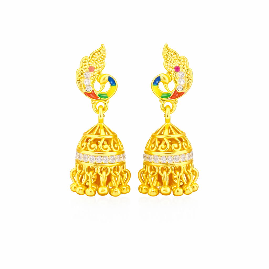 Traditional Peacock Motif Statement Earrings