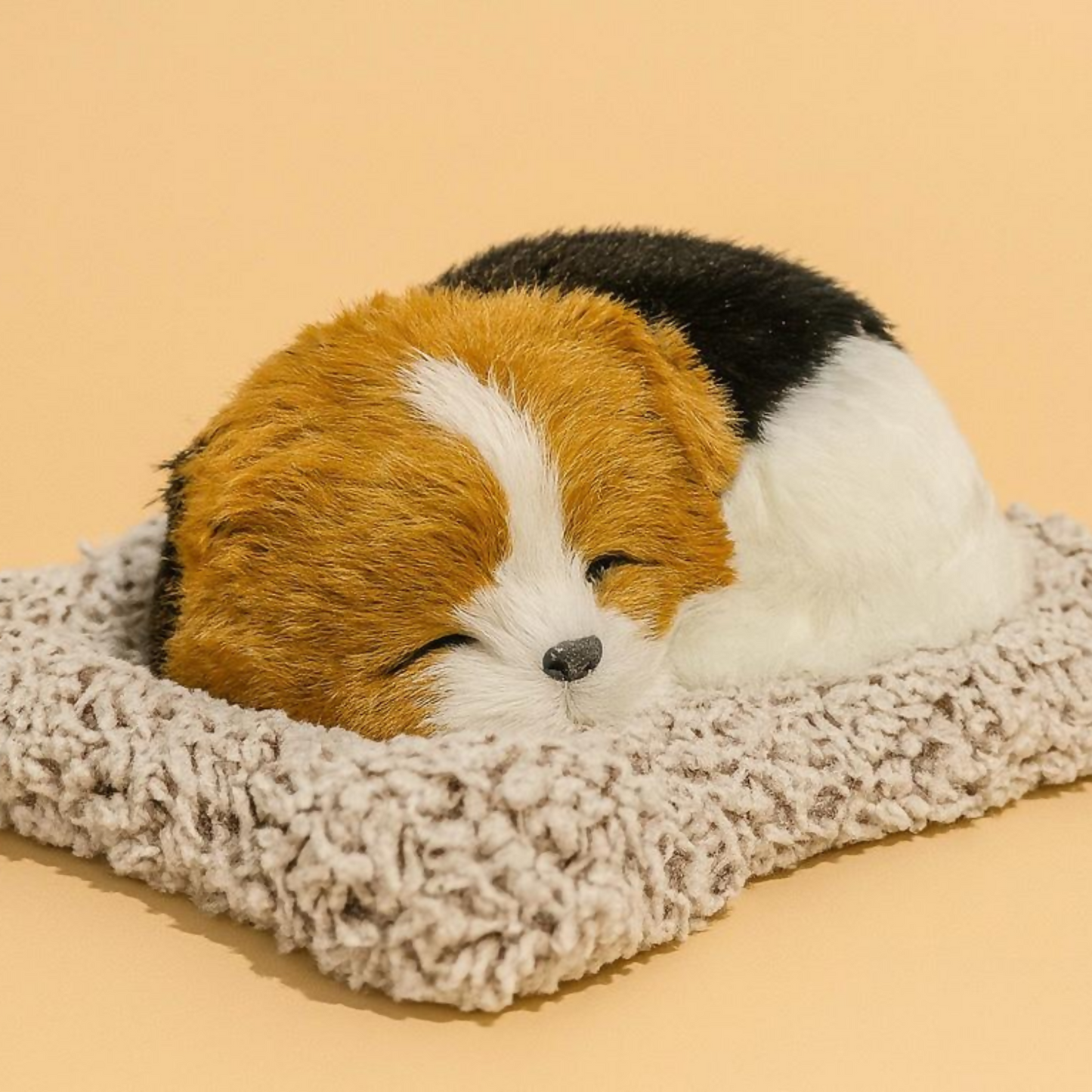 Premium Grey & White Sleeping Puppy Dashboard Toy