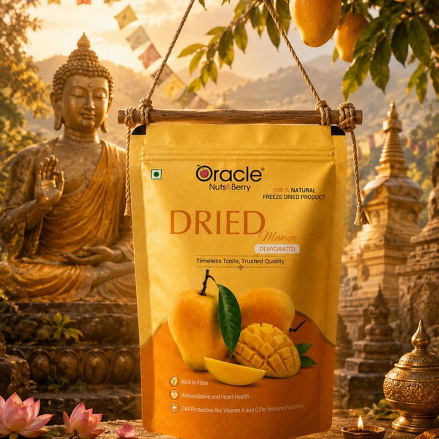 Oracle Dried Mango Slices, Sweet Chewy Naturally Dehydrated Healthy Fruit Snack 250g