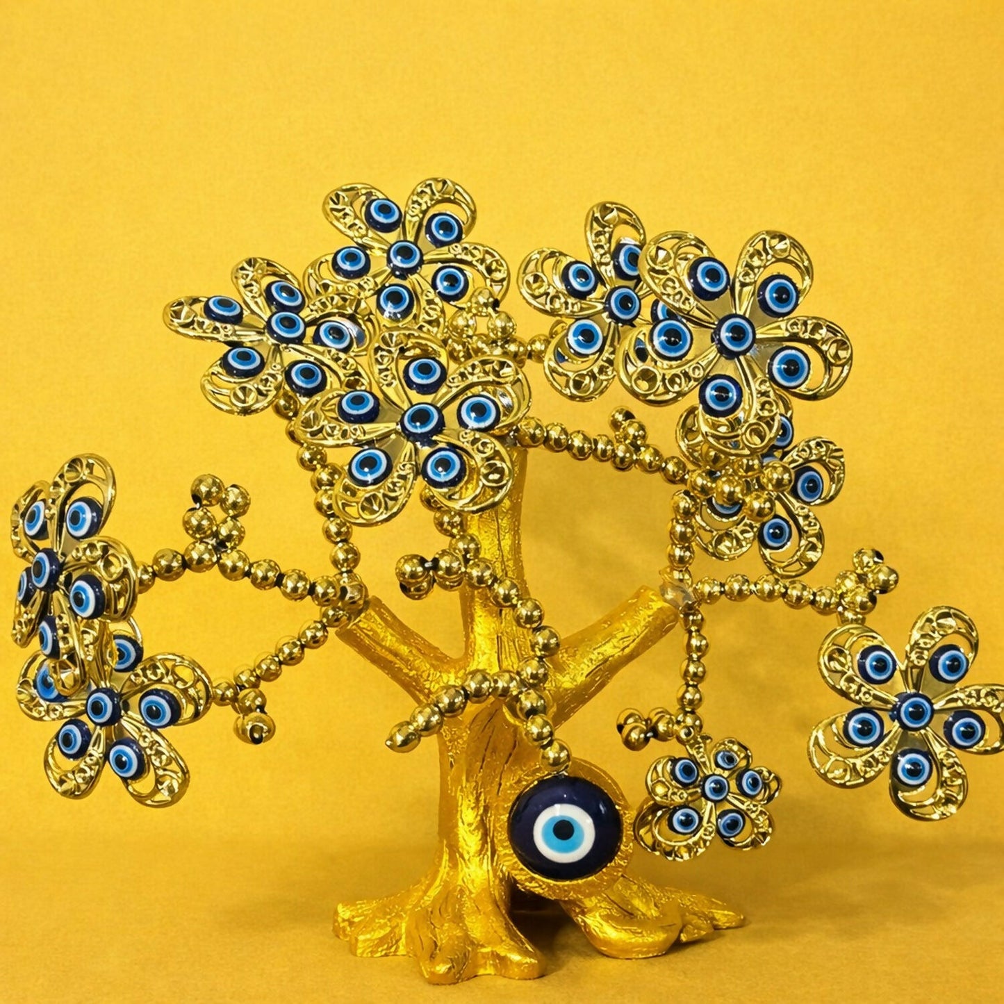 Golden Evil Eye Tree Showpiece for Home Decor & Good Luck Protection