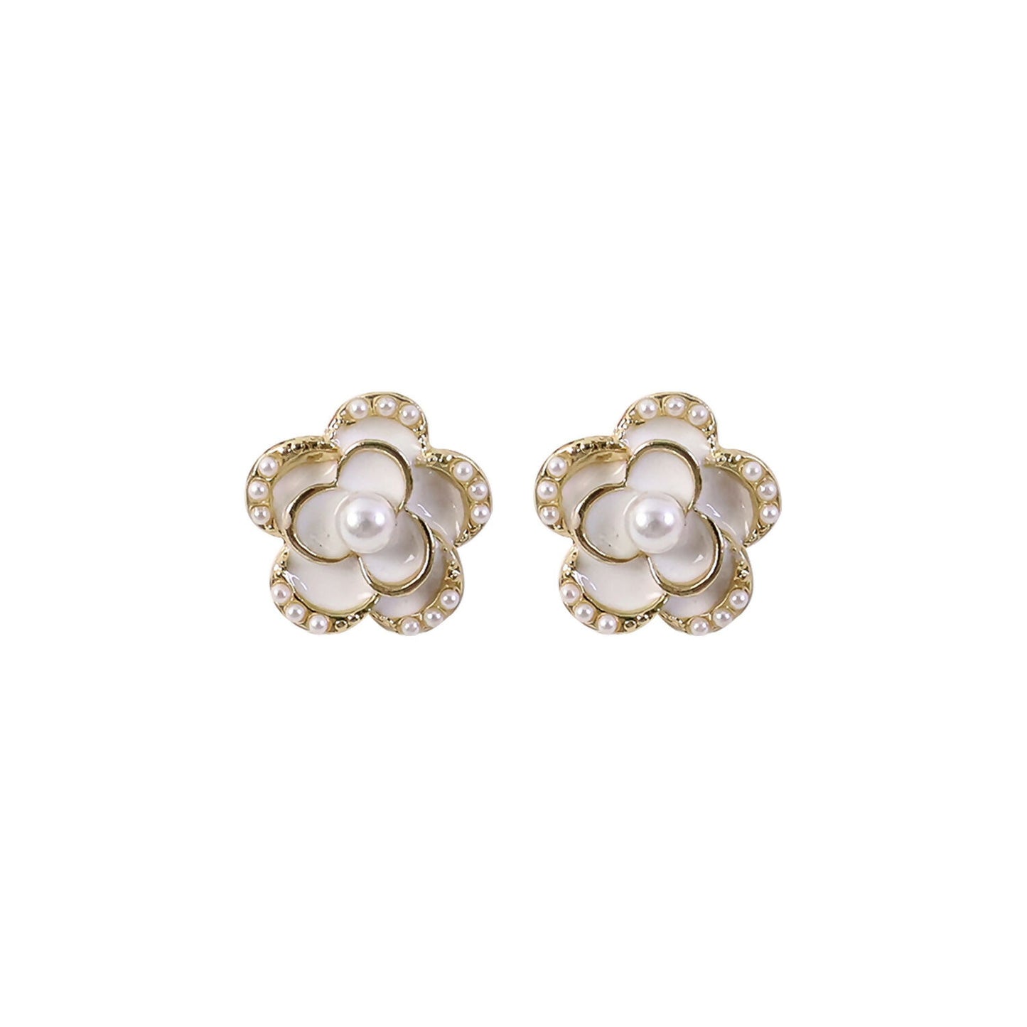 Set of Korean style pearl heart drop earrings with crystals