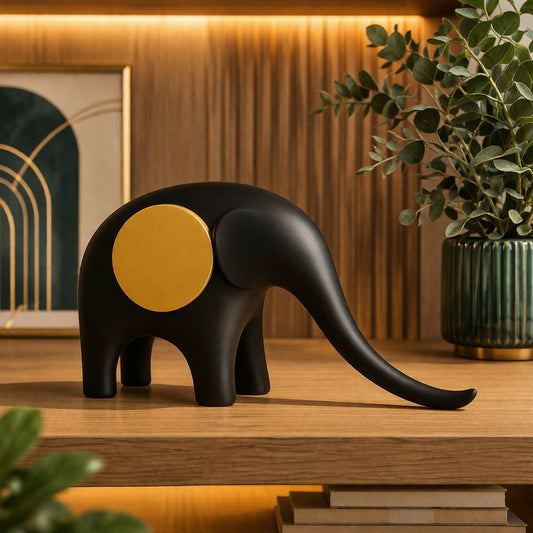Sleek matte finish modern elephant sculpture decorative piece