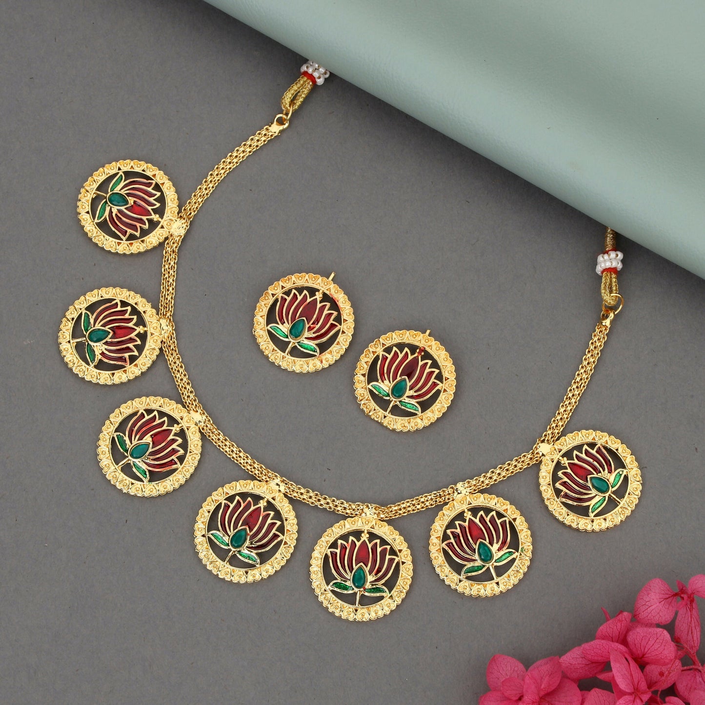 Temple Jewellery Lakshmi Coin Choker with Jhumka Earrings