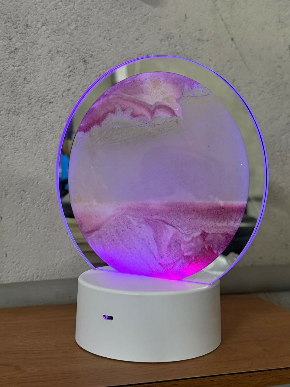 LED Round Static Pink Sand Art Lamp | Ambient Decorative Night Light Home Décor