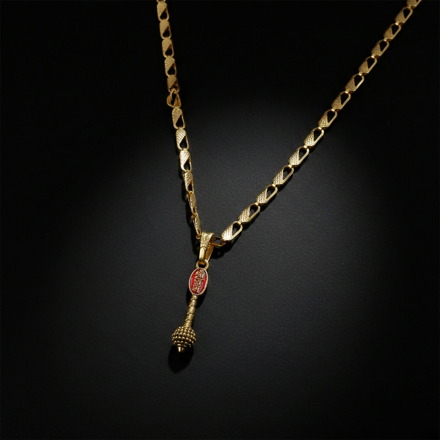 Shree Ram Gada Pendant Gold Chain Necklace