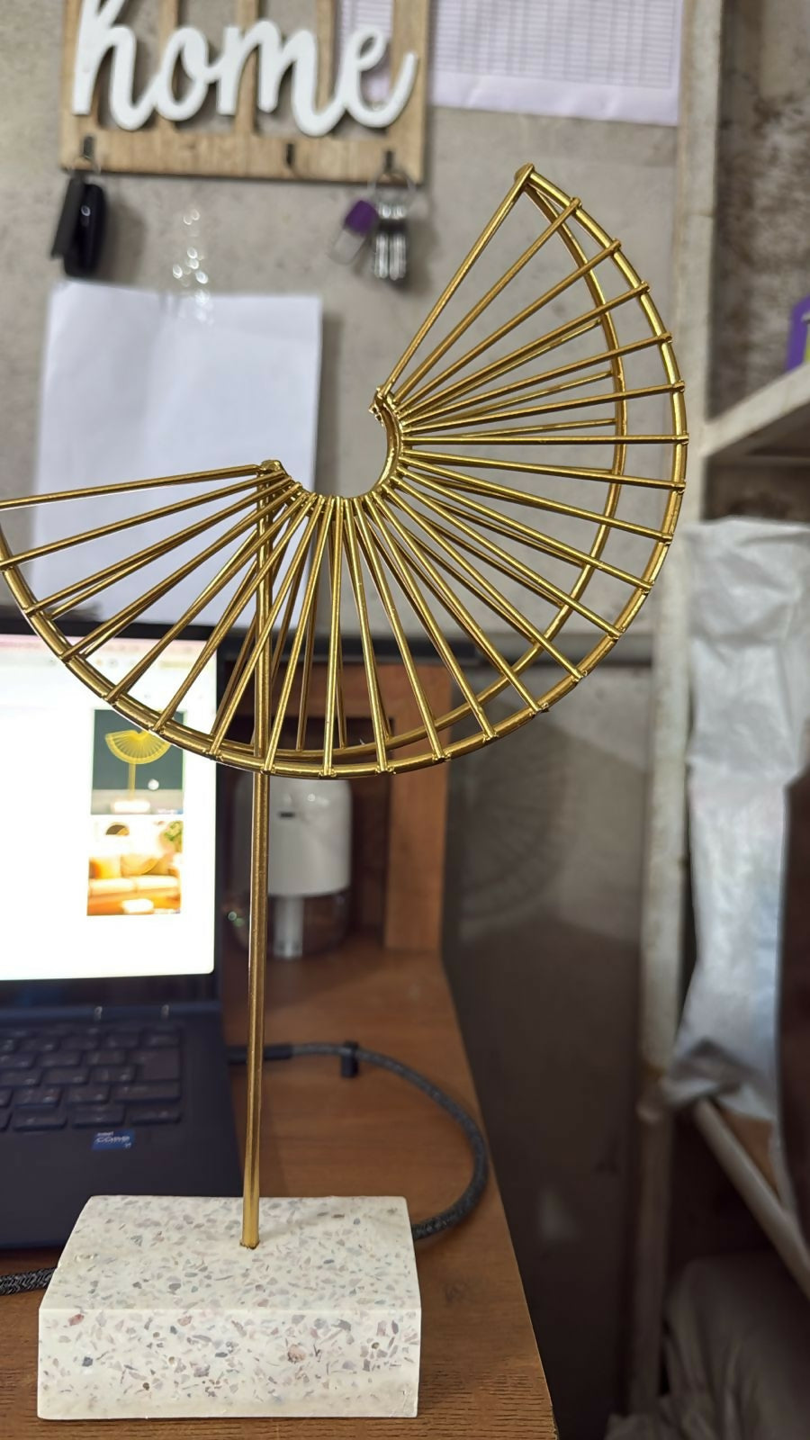 Modern Gold Spiral Metal Table Decor Showpiece with Marble Base