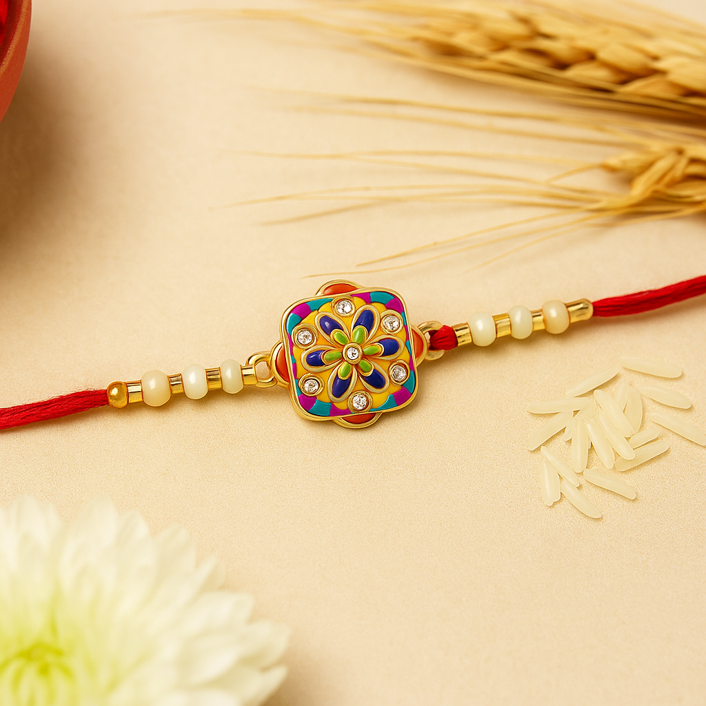 Diamond Shaped Floral Rakhi