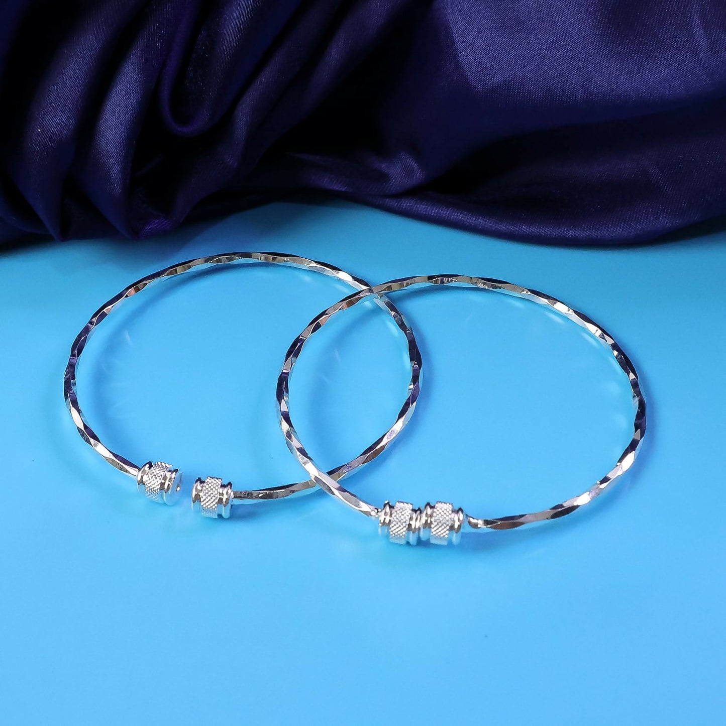 Rose gold stone studded kada bracelets worn with traditional outfit