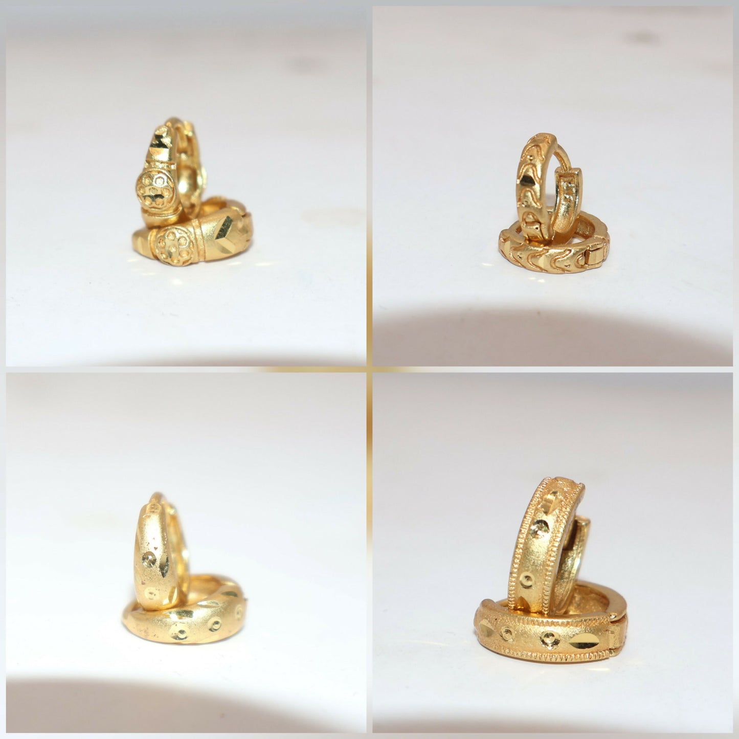 Gold AD bali Huggie Hoop Earrings kan ki bali for women and girls Combo Pack of 4