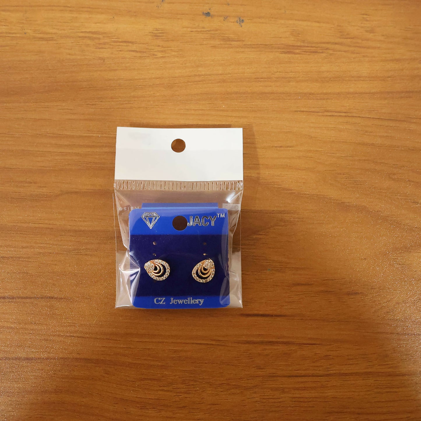 Gold Finish Teardrop Crystal Stud Earrings for Women – Elegant Party Wear Pair