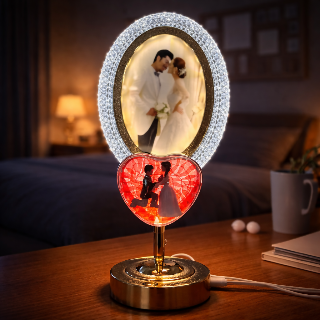 LED Romantic Couple Photo Frame Lamp with 3 Light Modes