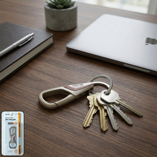 Premium Heavy Duty Metal Key Holder with Locking Carabiner Clip (1 Pc)