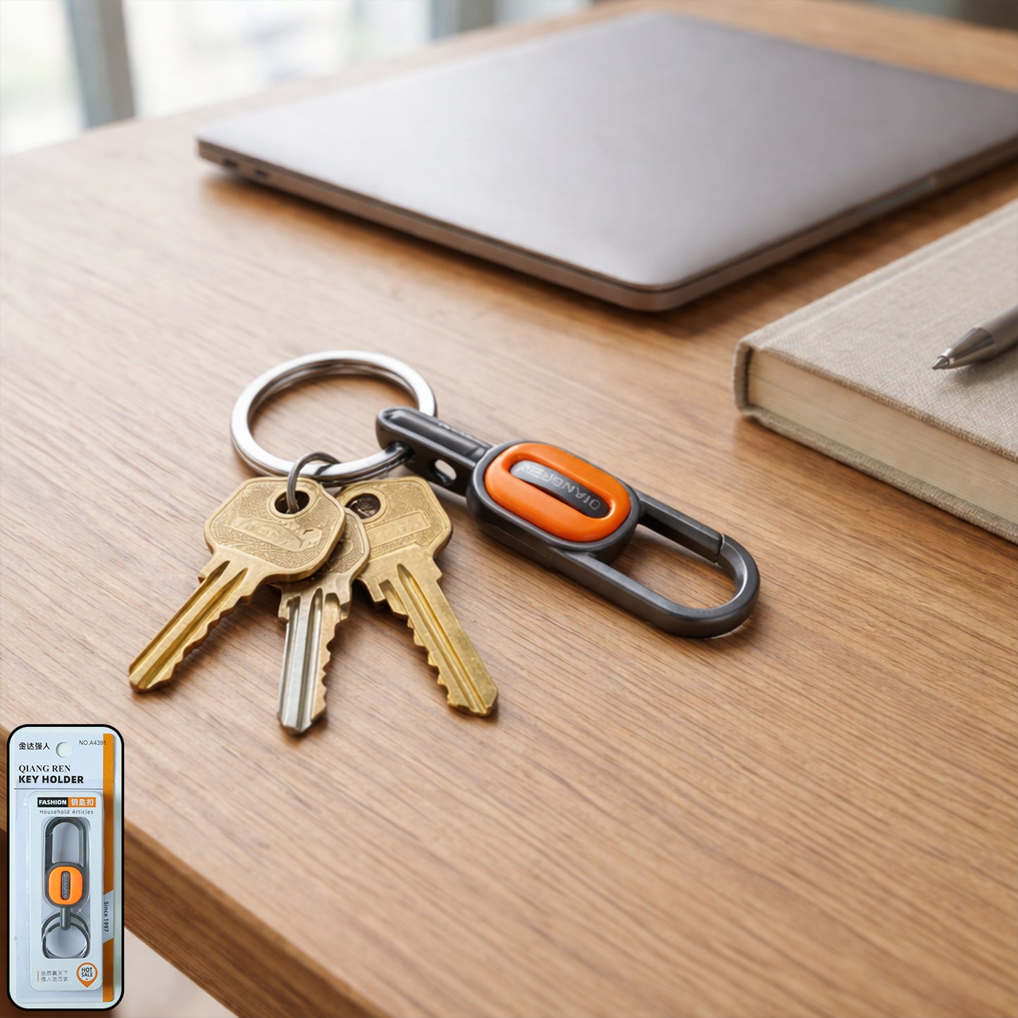Premium Metal Carabiner Key Holder Keychain with Key Ring (1 Pc)