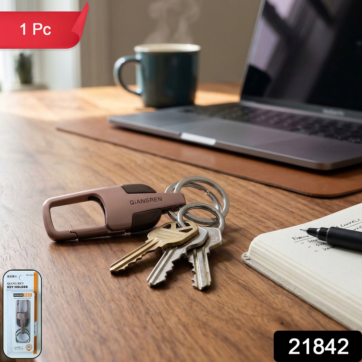 Premium Metal Key Holder with Secure and Stylish Keychain (1 Pc)