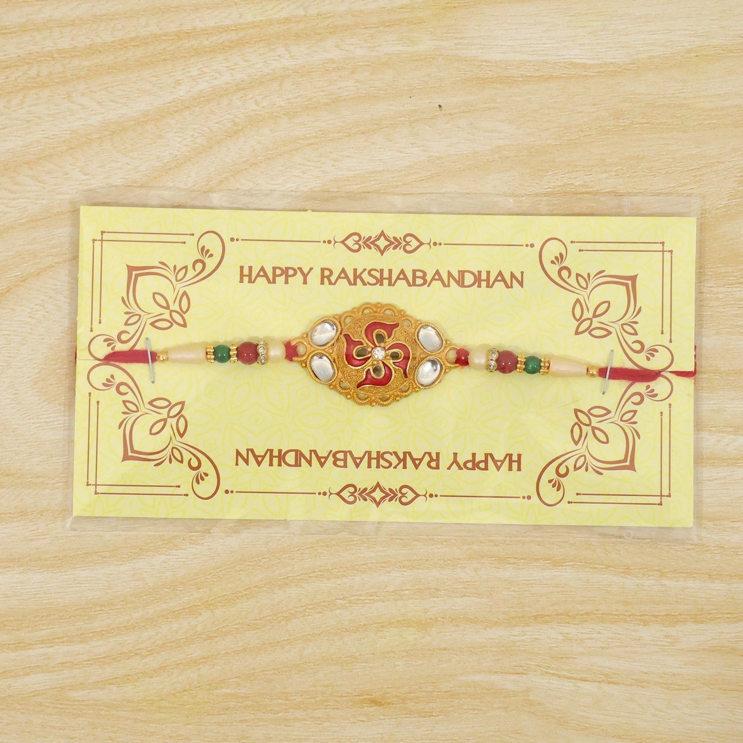Swastik Designer Rakhi with Pearls for Raksha Bandhan Special (5pcs)