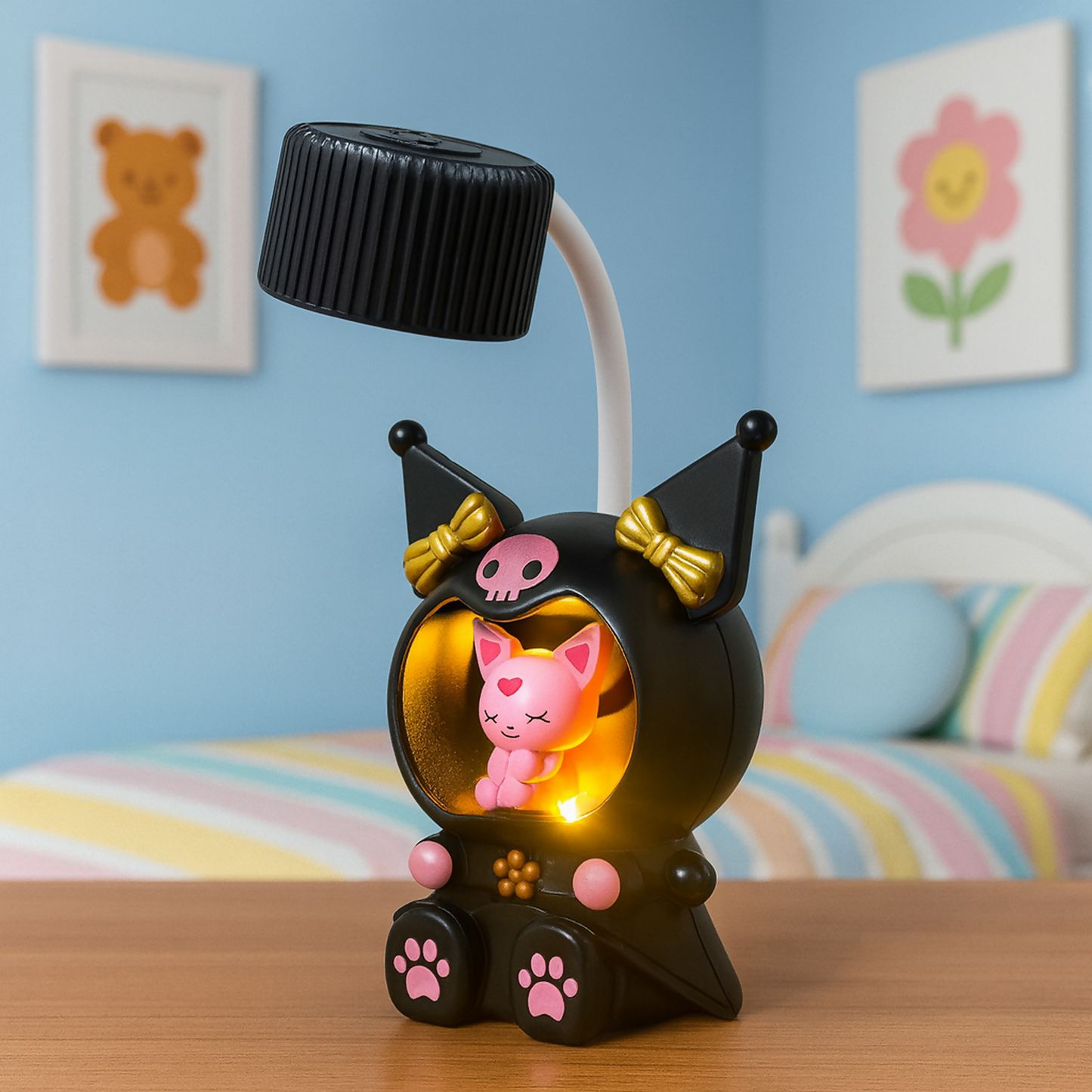 Cute Character LED Table Lamp with Night Light & USB Charging