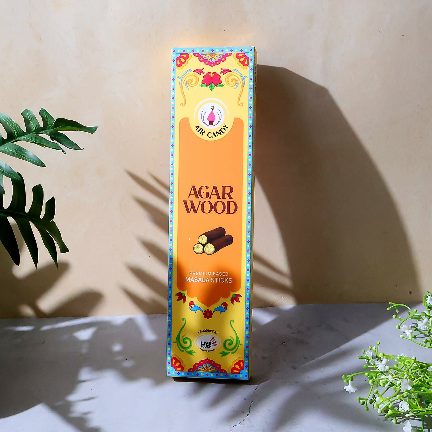 Air Candy Agarwood Premium Masala Incense Sticks – Calming Aromatic Fragrance for Home & Meditation (Pack of 10 Sticks)