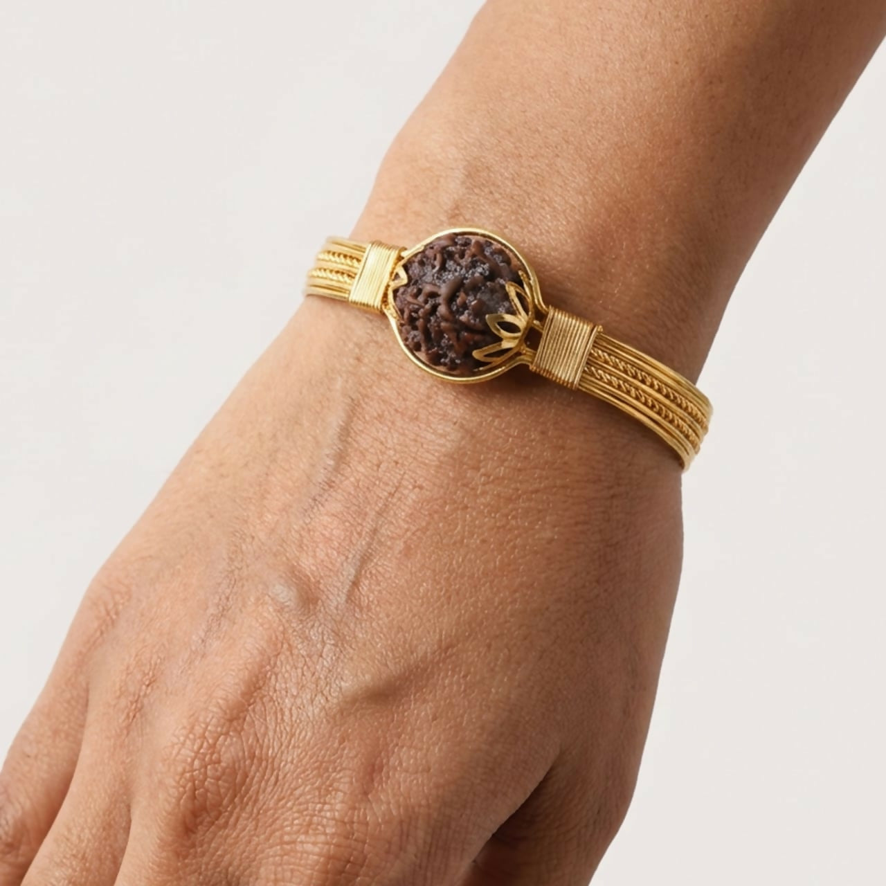 Rudraksha Gold Plated Bracelet Spiritual Healing Bead Kada for Men