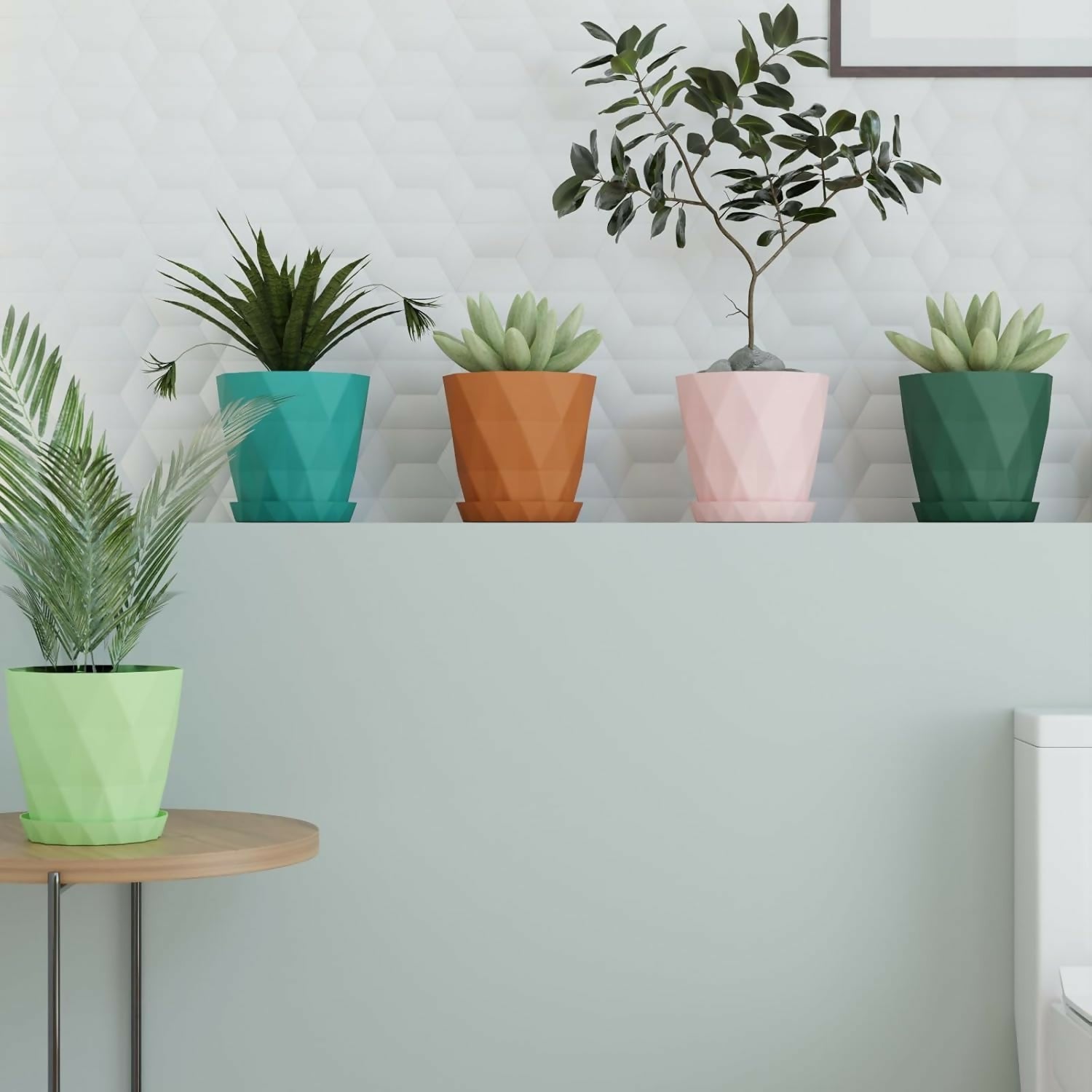 DIAMOND FLOWER POTS SET OF 5