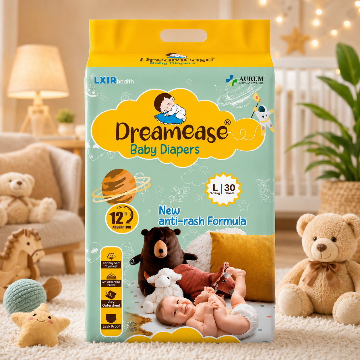 Dreamease Baby Diaper Pants – Absorption with New Anti-Rash Formula | Soft & LeakProof
